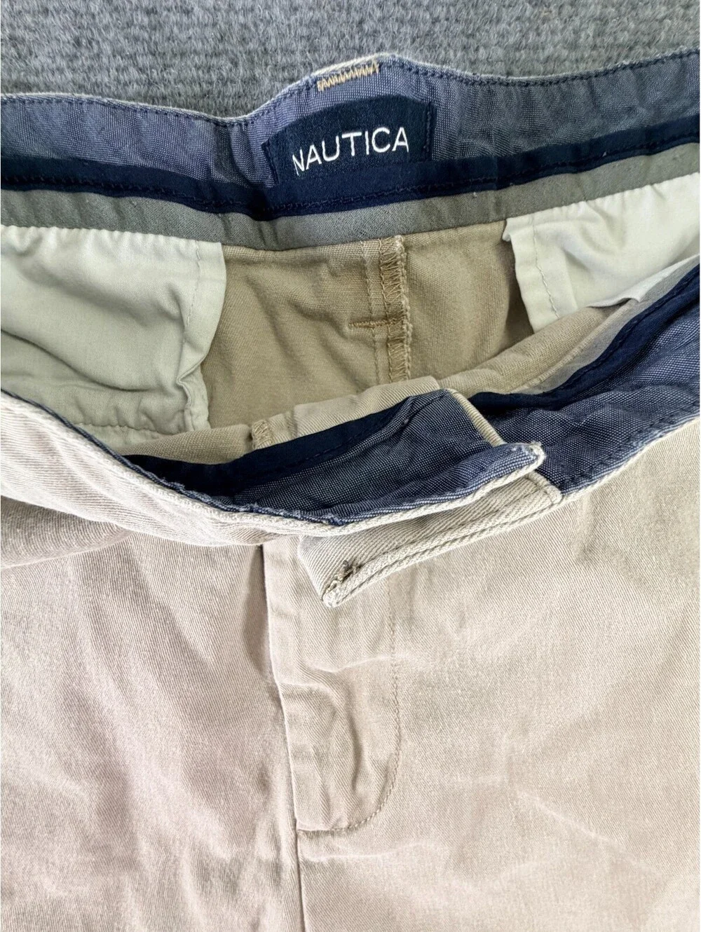 Nautica Deck Shorts Classic Fit Stretch Khaki Men's 40W Beige Chino Casual